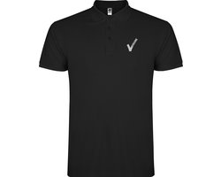 Zwarte heren unisex Polo korte mouwen met Beveiliging / Security met als borstlogo het bekende V-tje en als ruglogo SECURITY - voor PROFESSIONALS, merk ROLY Maat L