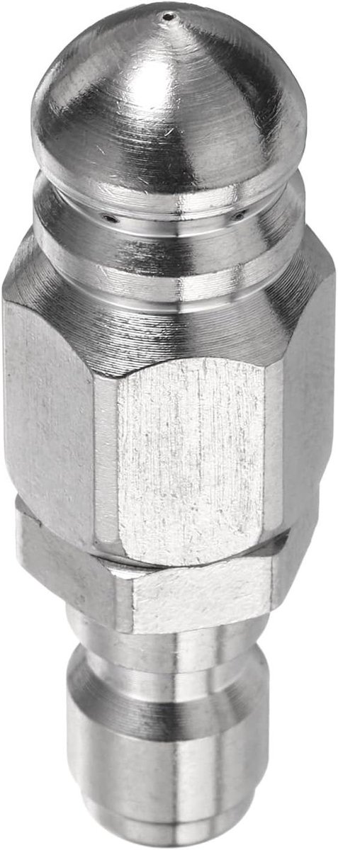Afvoermondstuk Hogedrukreiniger - Roterende Straal - Afvoer Reinigen - Roestvrij Staal - 1/4 Inch Snelkoppeling - Zilver