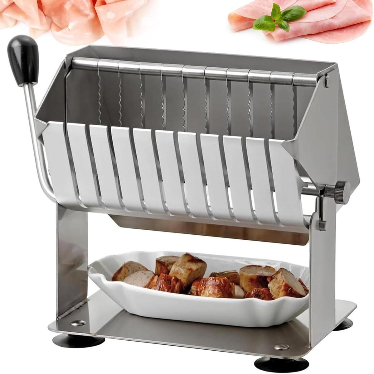 Vleessnijmachine - Keuken tool - Precisie snijden - 11 ultrascherpe messen - 9-17 mm dikte - Zilver