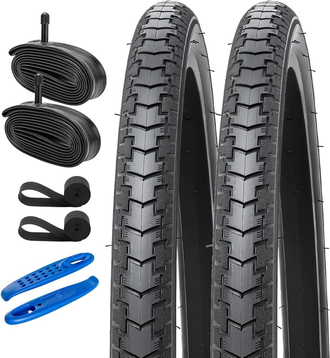 Fietsbanden Binnenbanden Set - Stadsbanden Buitenband - Stadsverkeer Gebruik - Ultra Duurzaam Rubber - 24x1 3/8 Inch - Zwart