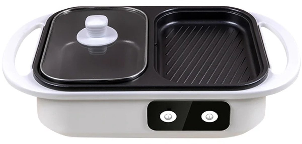 Lifero Hotpot Elektrisch - Multicooker - Grillplaat - Barbecue - Gourmetstel - Fonduepan - Anti Aanbak - 1300W - Camping Koken