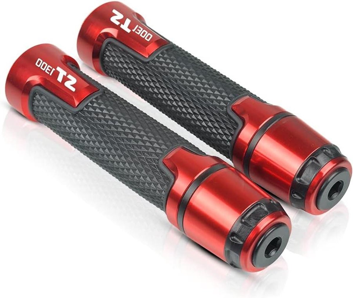 Motorfiets Handgrepen - Stuur Grips - Comfortabel Rijden - CNC Aluminium - 22mm Stuur - Rood