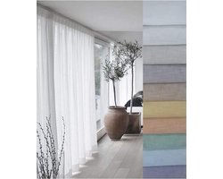 Gordijnstof per meter - Linnenlook stof - Raambekleding maken - Kreukvrij en kleurecht - 320 cm hoogte - Natuurlijk wit