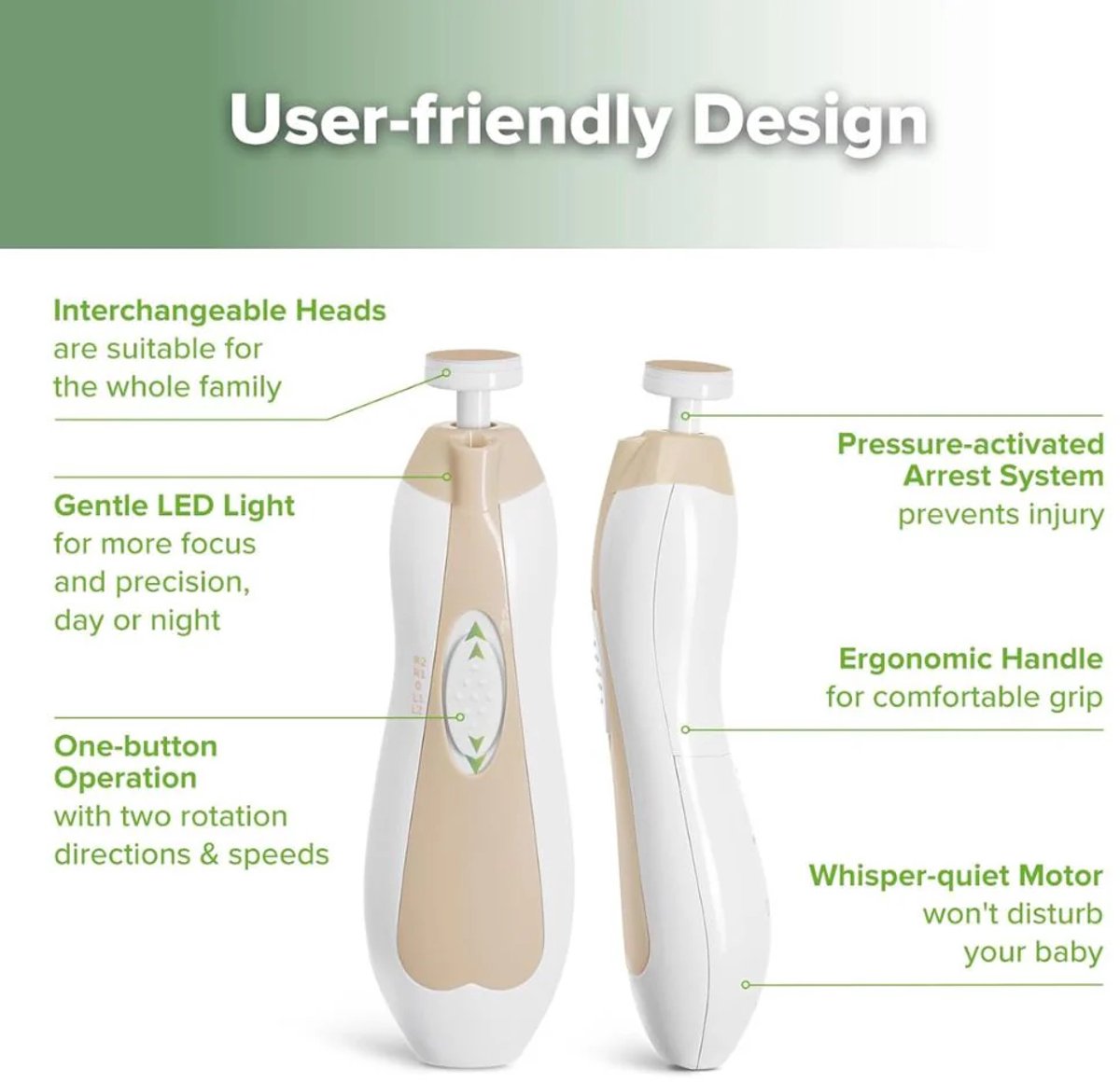 Haakaa elektrische baby nagelverzorging set | vanaf 0 maanden | Beige — cadeau in Verzorging - foto 2