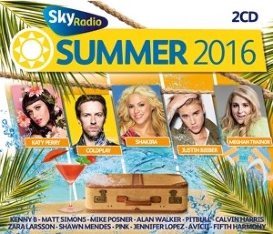 Sky Radio SUMMER 2016 2CD albumcover met Katy Perry, Coldplay, Shakira, Justin Bieber en Meghan Trainor.