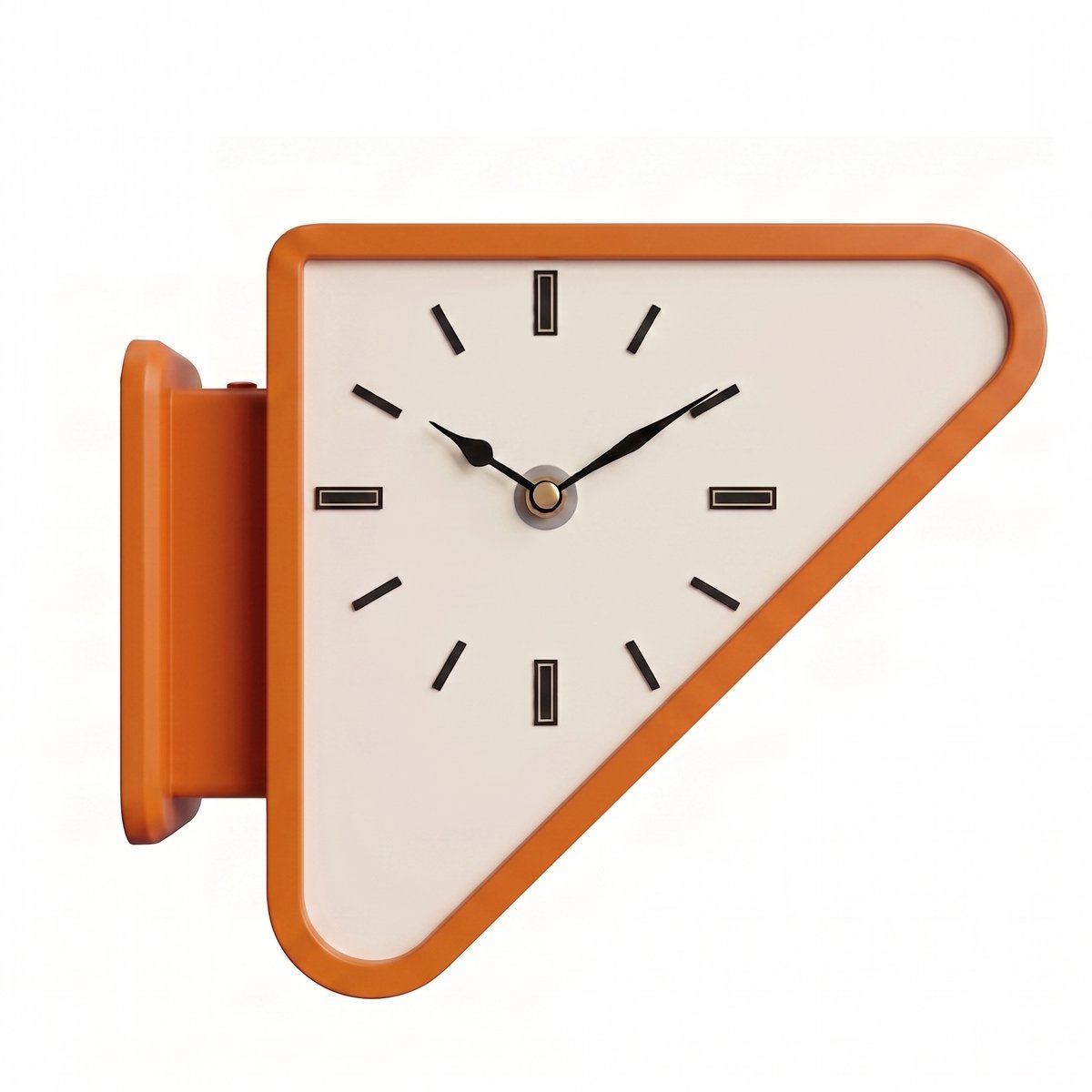 Driehoekige Wandklok – Dubbelzijdig | Retro 70's Design | Orange