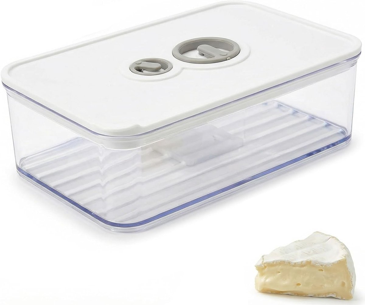 Transparante Kaasdoos met Deksel, 1250 ml voor het Bewaren van Kaas, Worst en Ham, Ideaal voor Koelkastgebruik