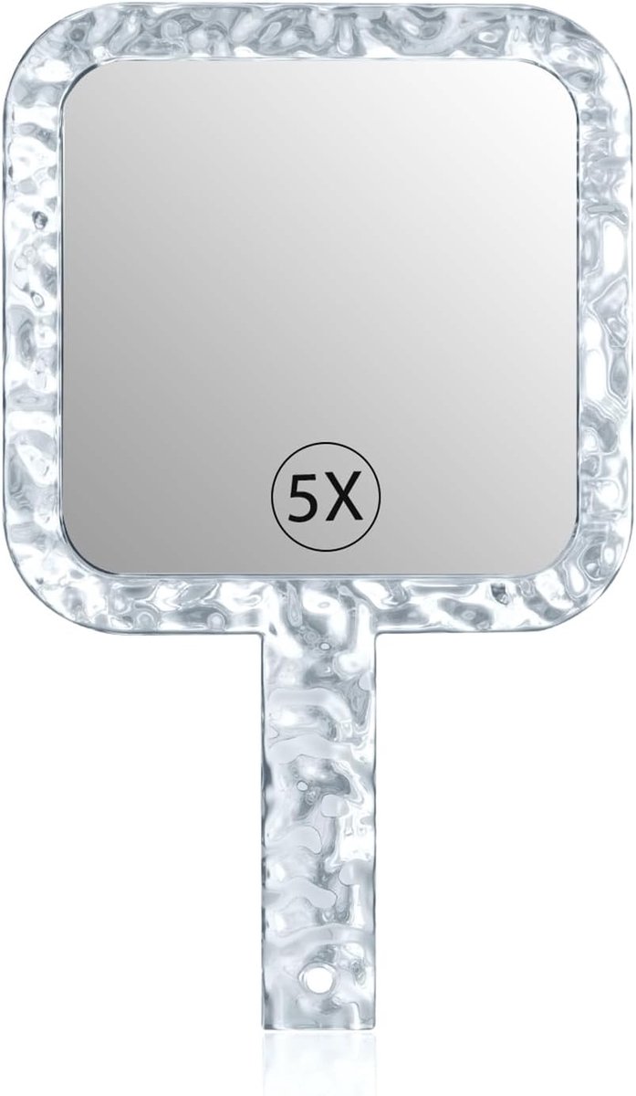 carmdering - Handspiegel Watergolf Patroon – Draagbare HD Make-up Spiegel van Glas en Kunststof – Elegant Cadeau voor Vrouwen, Reizen en Dagelijks Gebruik