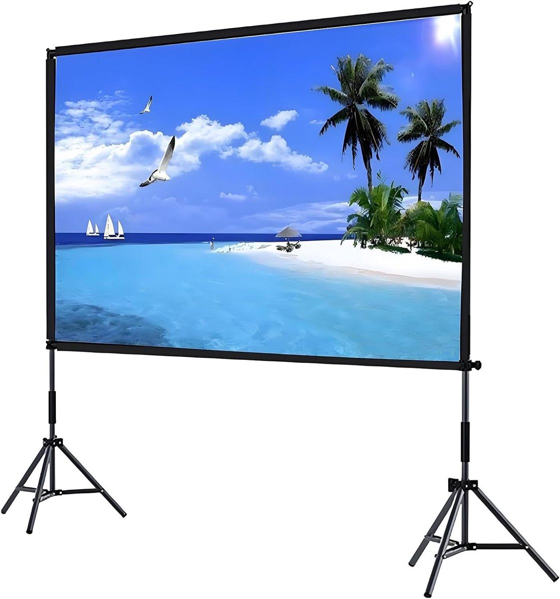 Projectiescherm met Statief - Filmscherm Buiten - Thuisbioscoop Creëren - Kreukvrij Polyester - 84 inch - Zwart