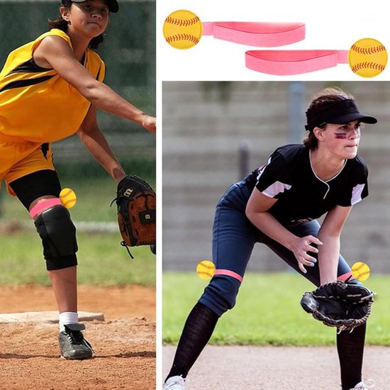 Softball Trainingsbeenband - Pitching Trainer - Verbeter Werpen - Verstelbare Pasvorm - 50 cm - Roze — afbeelding 3