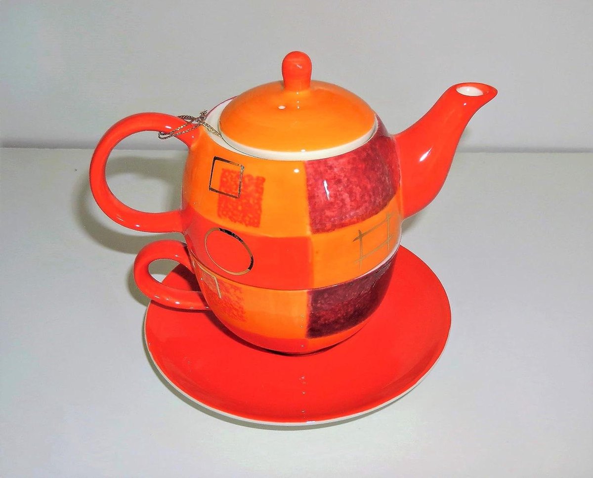 Eenpersoons Theeset - Theepot met Mok - Rustig Thee Drinken - Vergulde Details - 04 liter - Wit