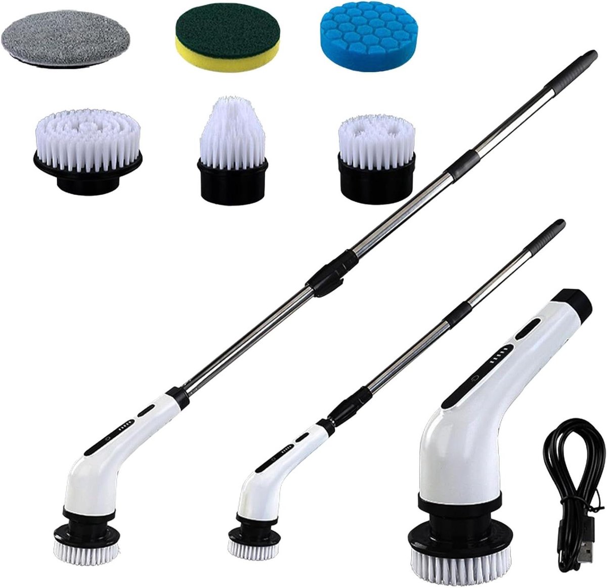 Elektrische Schrobber - Boender Borstel - Badkamer Reinigen - Ergonomisch Ontwerp - 1.1 kg - Wit