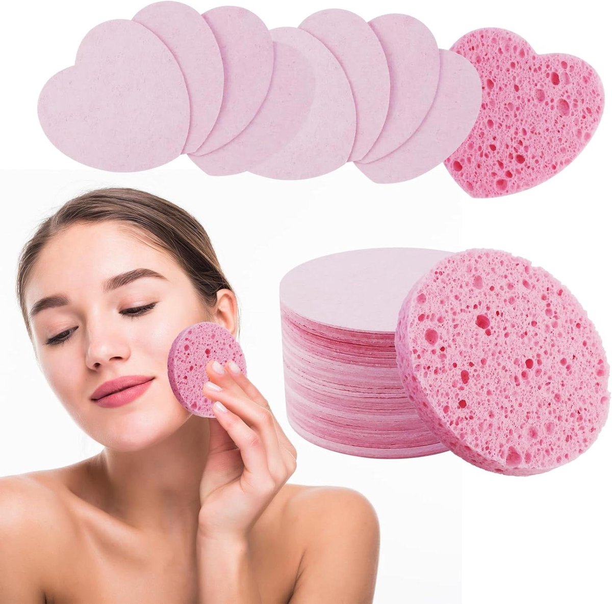 Gezichtssponzen - Make-up sponzen - Gezichtsreiniging - Zacht en absorberend - 80 stuks - Roze