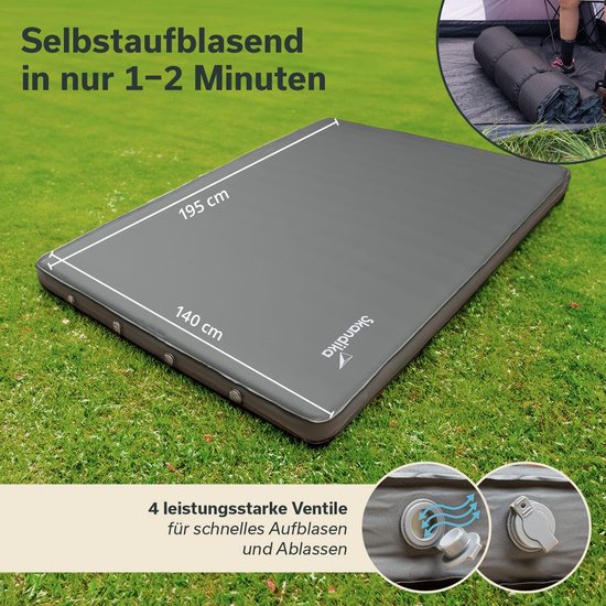 Zelfopblazende Slaapmat - Kampeeronderlegger Luchtbed - Comfortabel Kamperen - 10 cm Dikke Isolatie - 140 x 195 cm - Blauw — afbeelding 2