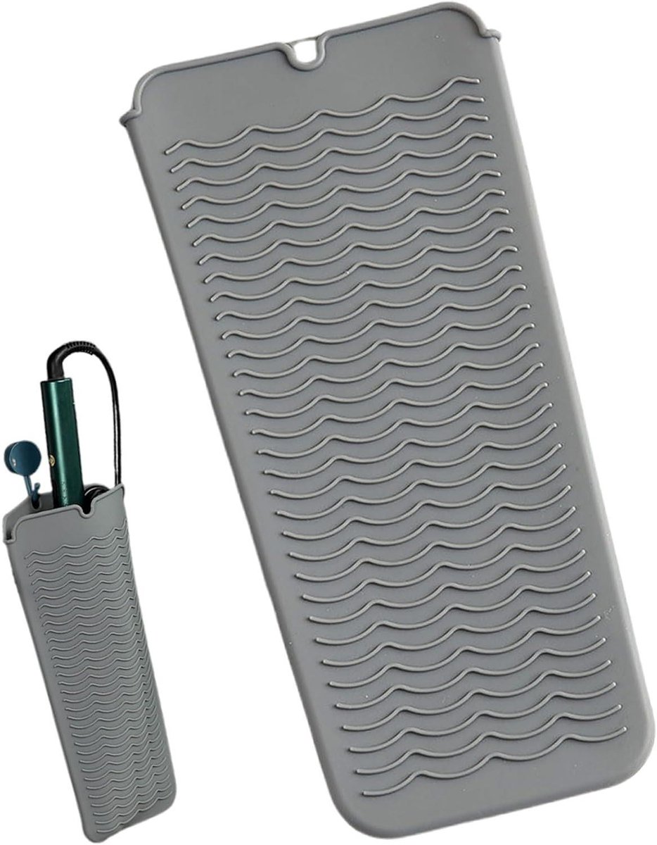 Hittebestendig Matje - Styling Tool Cover - Haar Stylen - Opvouwbaar Ontwerp - 25 x 12 cm - Grijs