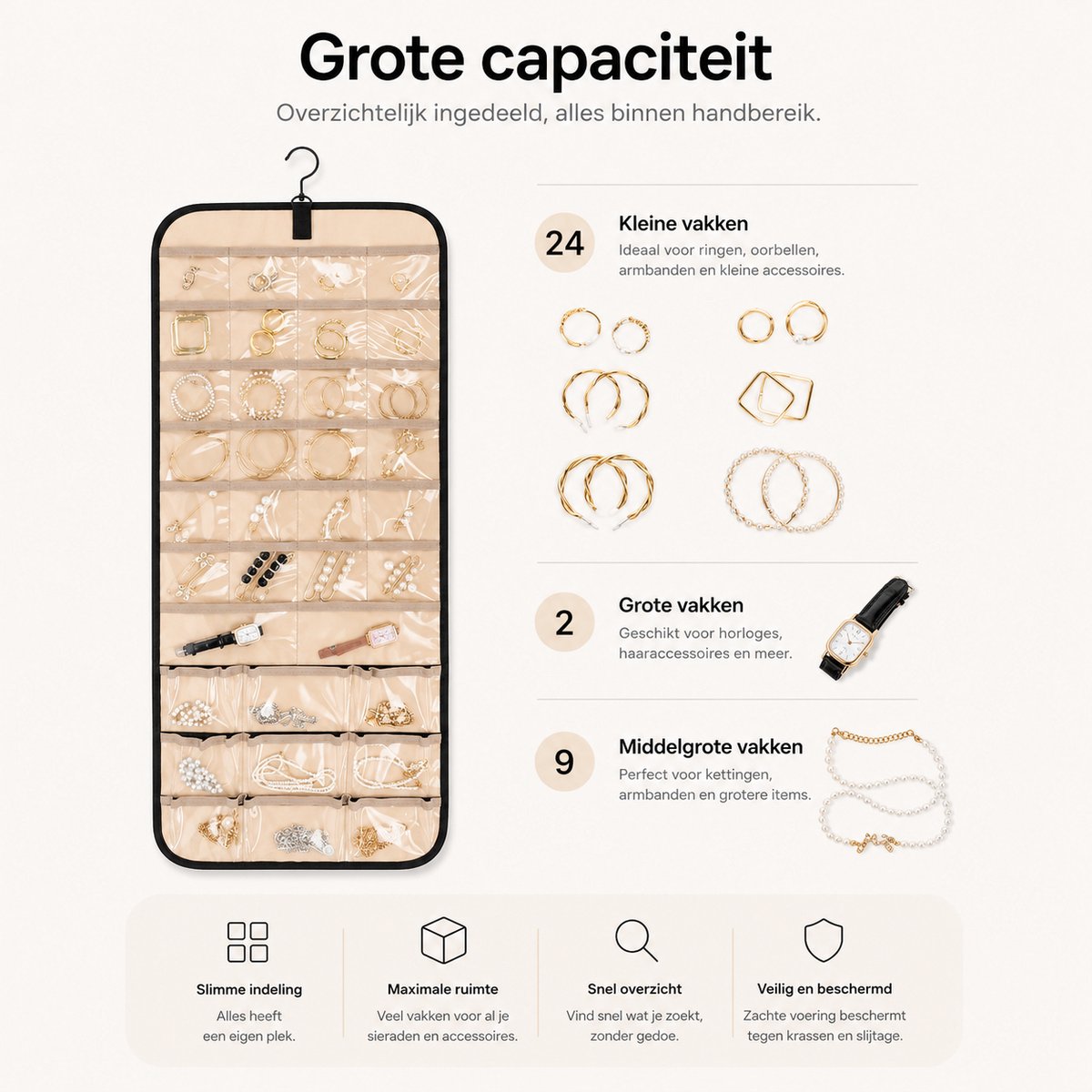 BOTC Sieraden Organizer - Opbergsysteem Tweezijdig - Sieraden Opbergers - Juwelendoos - Zwart — cadeau in Wonen & Interieur - foto 7