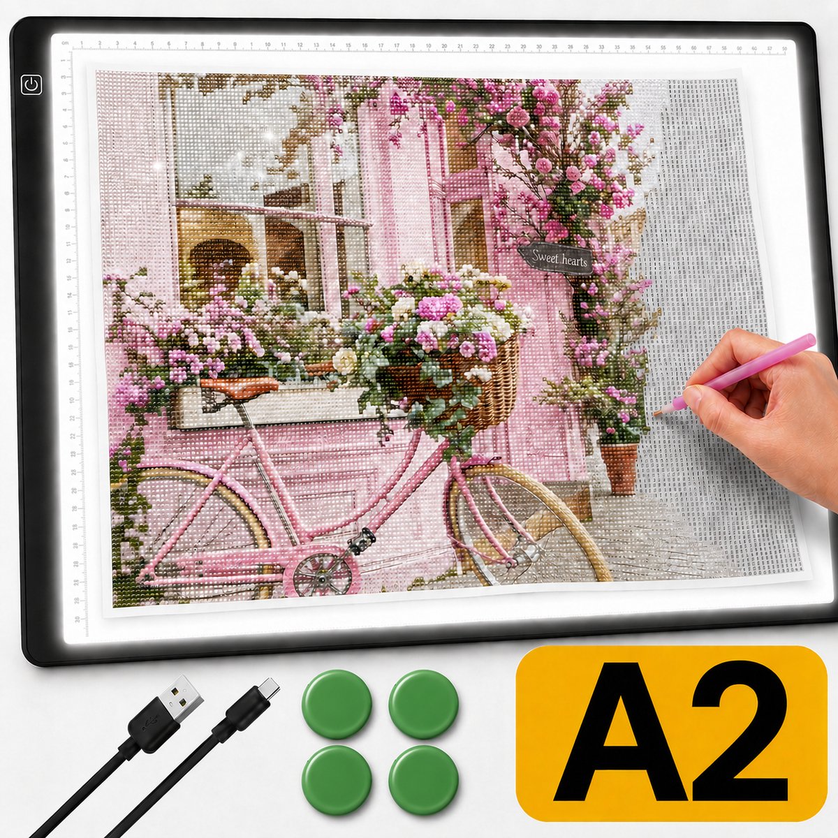 A2 Lightpad Lichtbak Diamond Painting Volwassenen | Magnetisch Dimbaar | All Smiles Premium Tekenbord | 2026 MODEL | Tekenen Schetsen Hobby