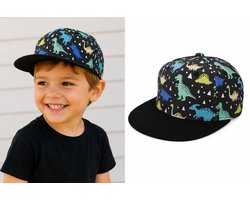 Jongens Pet Dinosaurus – Kinderpet Zwart – Verstelbaar met Klittenband – 2-4 Jaar – Maat 52