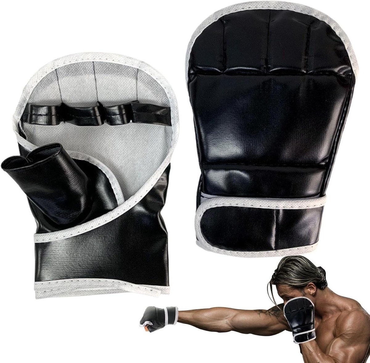 Kickbokshandschoenen Half Vinger - Sparring Handschoenen - Vechtsport Training - Open Palm Ontwerp - 20.5 x 14 cm - Meerkleurig
