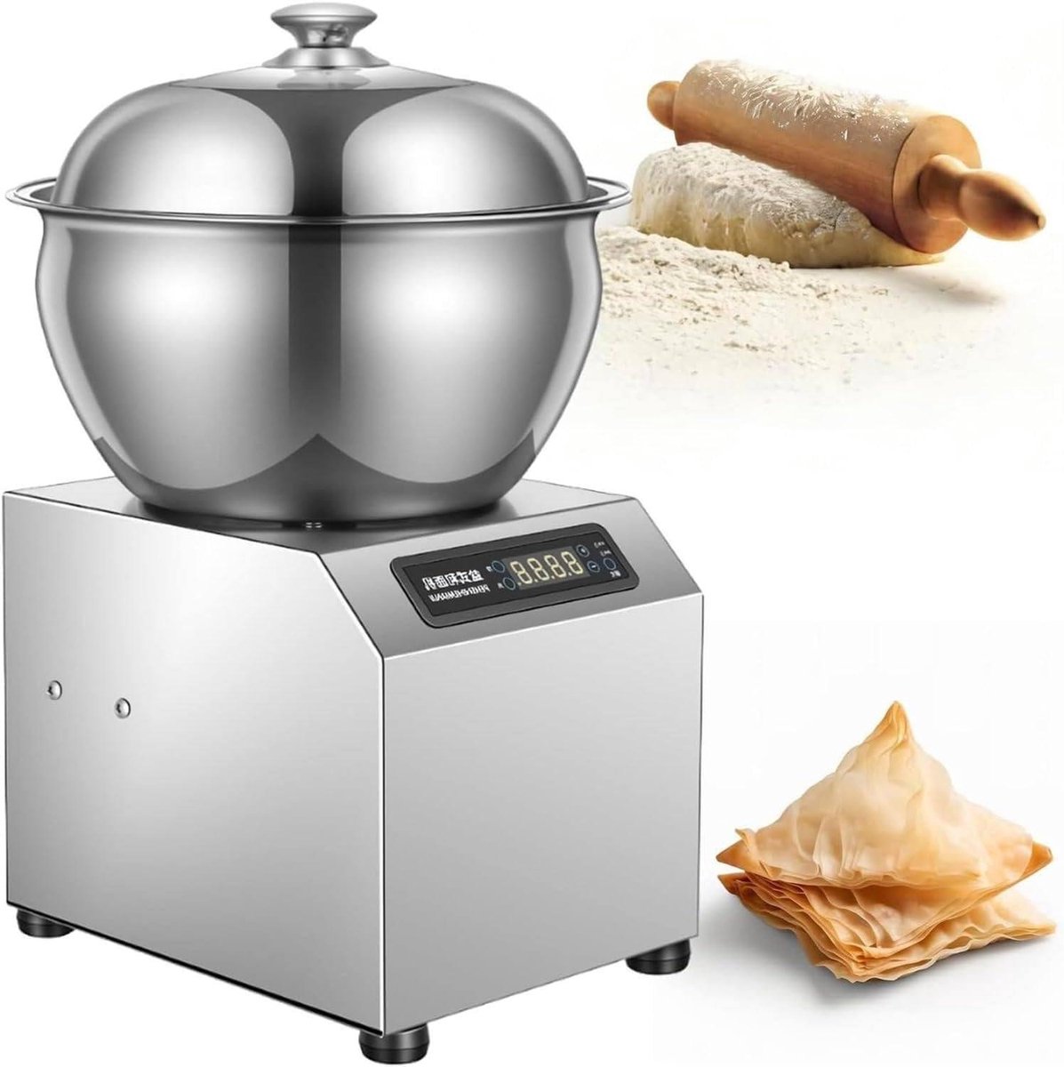 Deegmixer - Elektrische Kneder - Bakken Thuis - Dubbele Rotatie - 8KG Capaciteit - Zilver