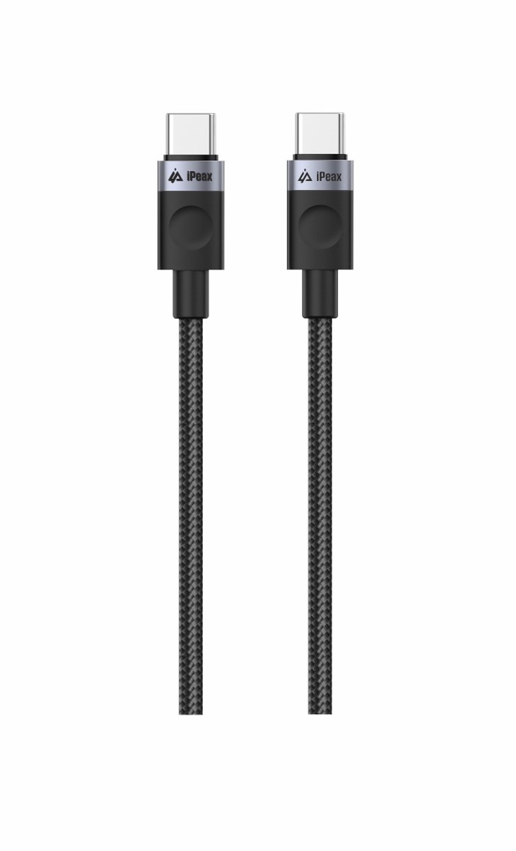 iPeax Gevlochten USB-C naar USB-C Kabel – 1 Meter – Zwart
