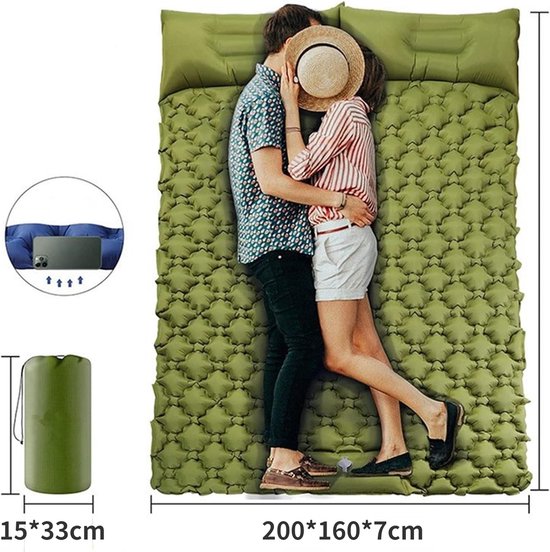 Slaapmat Kamperen - Luchtbed Outdoor - Comfortabel Slapen - Opblazen met Voetdruk - 200x120x7cm - Hemelsblauw — afbeelding 5