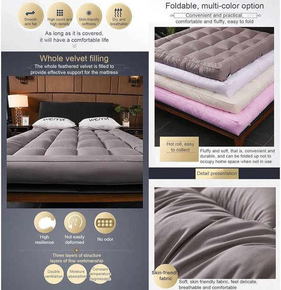Vloer Matras - Opvouwbare Futon - Comfortabel Slapen - Lichtgewicht en Stevig - 100x190cm - E — afbeelding 5