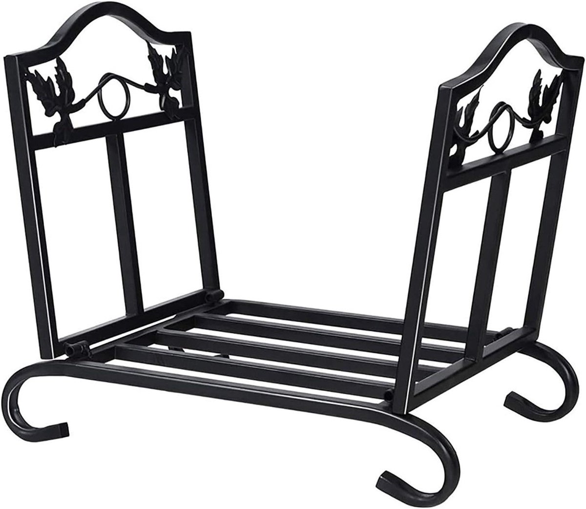Haardhoutrek - Houtopslag - Open haard decoratie - Zwaar smeedijzer - 445 cm - Zwart