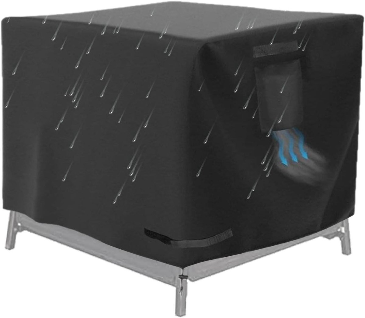 Vuurkorfhoes - Beschermhoes - Buiten beschermen - Waterdicht en winddicht - 76 cm vierkant - Zwart