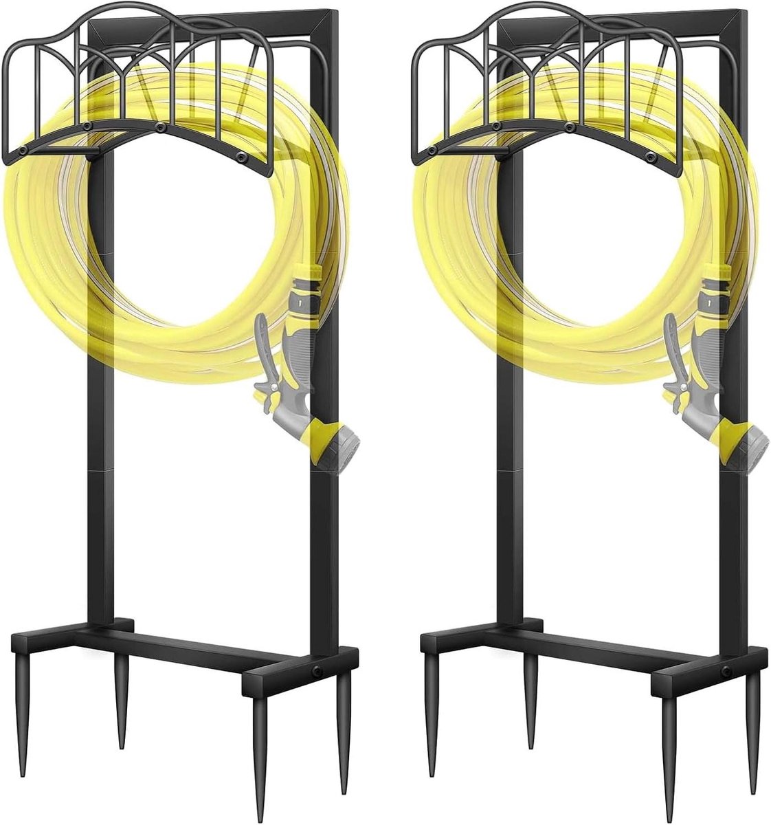 Tuinslanghouders Set - Slanghanger Vrijstaand - Tuinonderhoud Organiseren - Versterkte 4-Anker Basis - Voor 30m Slang - Zwart