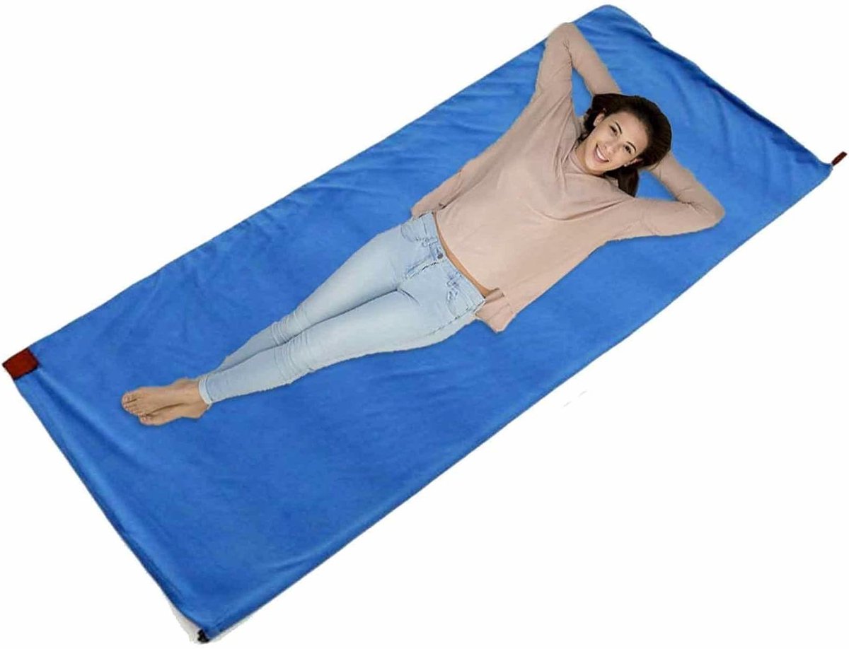Slaapzakvoering Fleece - Reis Laken - Kamperen Wandelen - Dubbelzijdige Rits - 180 x 80 cm - Koninklijk Blauw