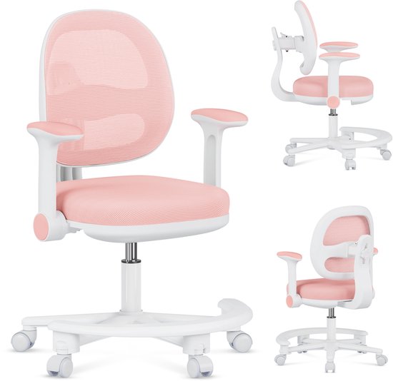 Roze bureaustoel van Mark Adler Junior 3.6 in drie weergaven
