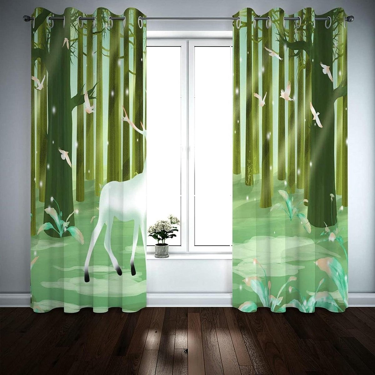 Verduisterende Gordijnstof - Raambekleding - Slaapkamer Privacy - 98% Lichtblokkering - 2x 107x183cm - Wit Groen