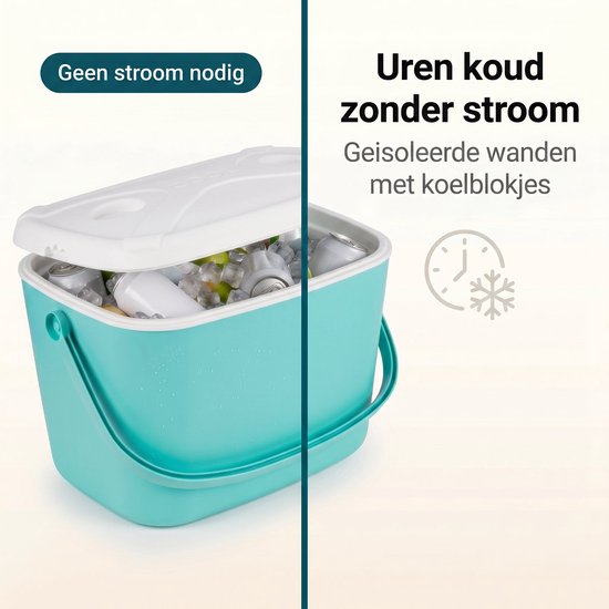 Lomera Koelbox Set van 2 - Koeltas - Kunststof Koelbox - Draagbare Koelbox met Handvat en Deksel - Voor Camping, Picknick en Strand - Mini Koelbox - Compacte Coolbox - In Elkaar Passend voor Onderweg, Auto, Tuin en Festival van Lomera — afbeelding 5