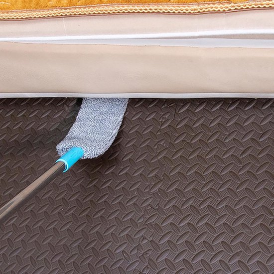 Platte plumeau - Microvezel reiniger - Onder meubels reinigen - Uittrekbaar handvat - 60 inch steel - Grijs — afbeelding 3