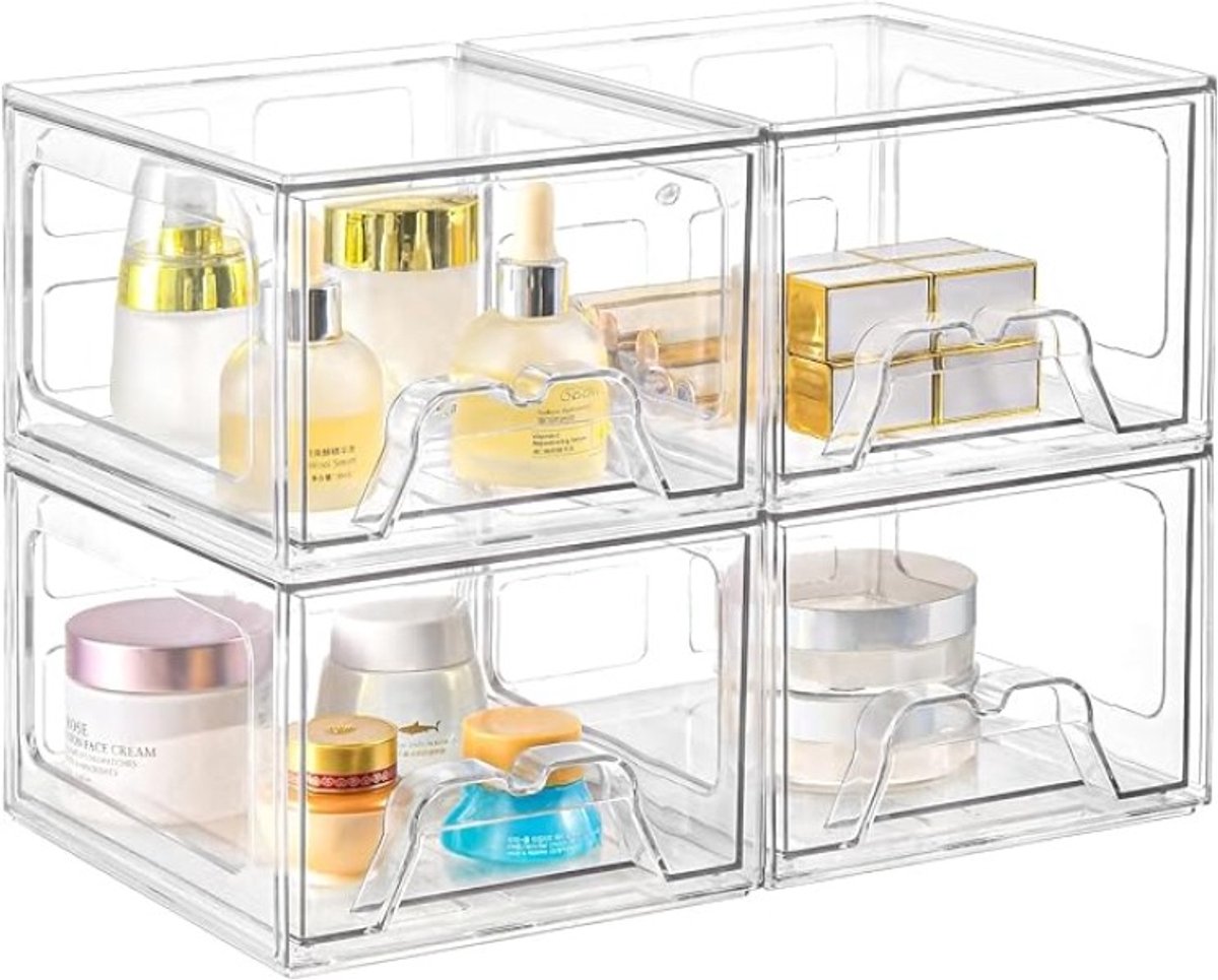 Transparante Make-up Organizer met 4 Stapelbare Laden