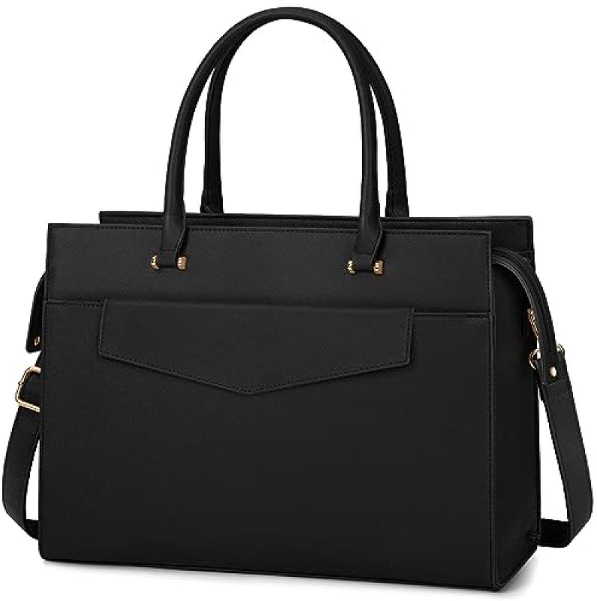 Laptoptas voor dames 15,6 inch - Grote PU-lederen werktas met envelop clutch - Zwart