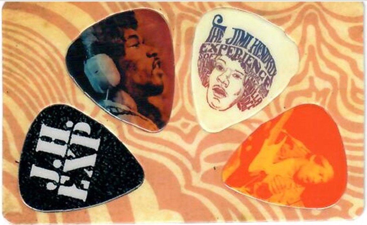 Jimi Hendrix - Plectrum - Pikcard met 4 plectrums