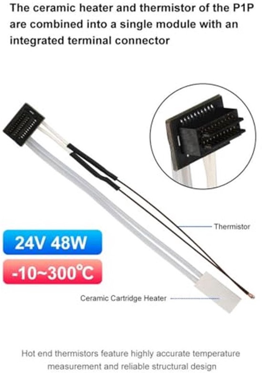 24V 48W Keramische Cartridge Heater Thermistor Upgrade Kit voor Lab P1P P1S 3D Printer, #811