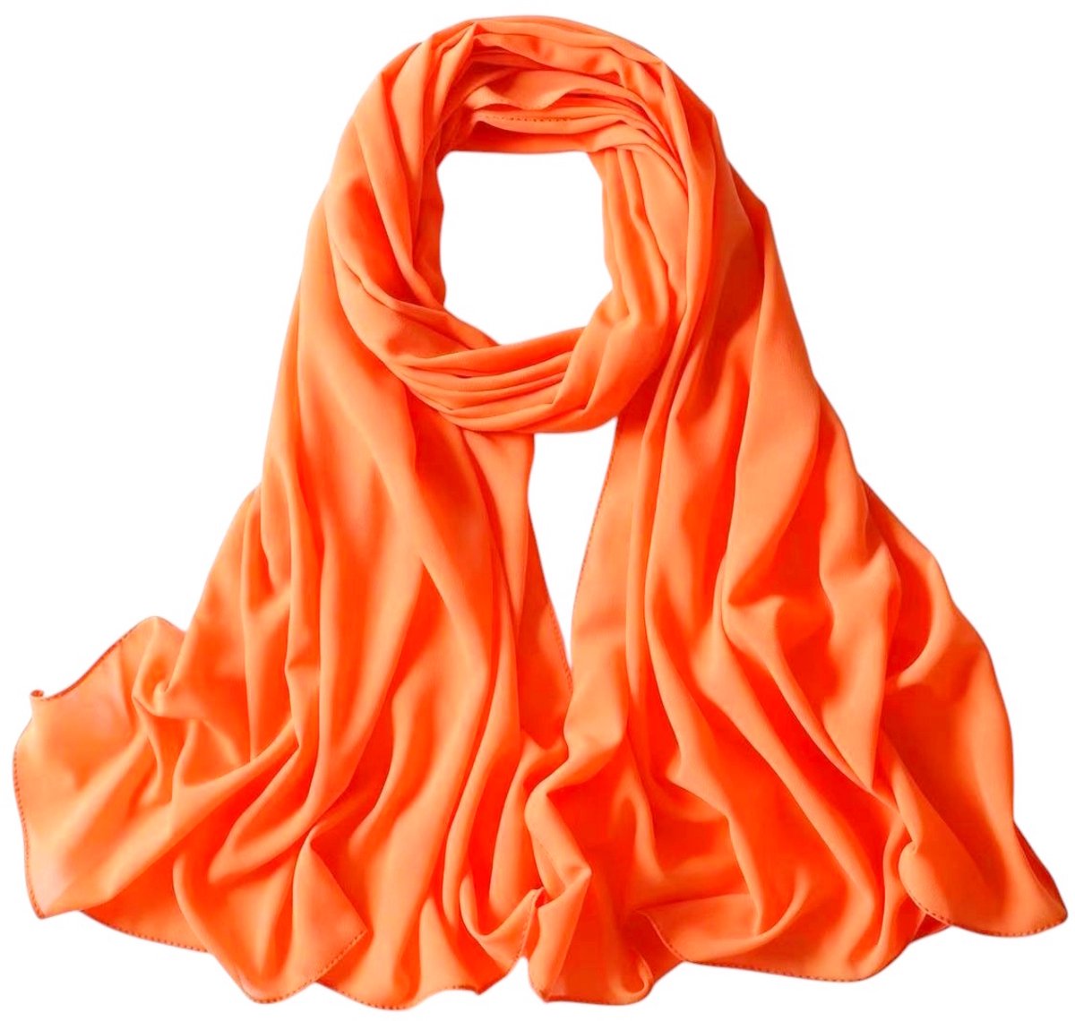 Chiffon Sjaal Oranje – 180 x 90 cm – Polyester Dames Sjaal – Lange Elegante Omslagdoek – Fashion Favorite