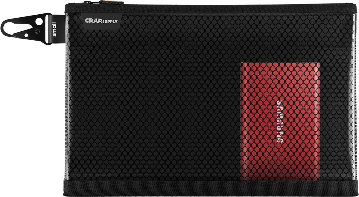 POUCH Organizer Tas Klein - Tech Etui Transparant - YKK Waterproof Rits - 600D Nylon - Suede Voering - Kabeltas | CRAP.SUPPLY®
