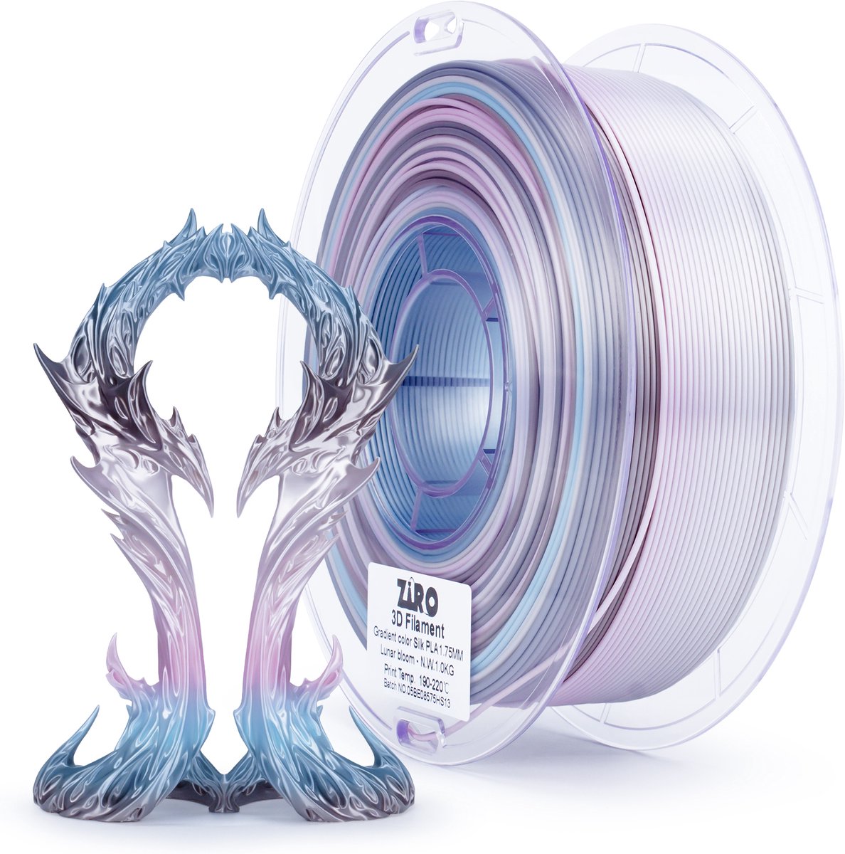ZIRO Gradient Silk PLA Filament 1.75mm – 1KG – Lunar Bloom – Luxueus Glanzende Pastel Kleurovergang – 3D Printer Filament