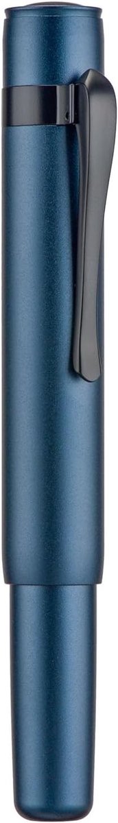 Mini Fountain Pen met Fijne Zachte Nib, Slank Aluminium Ontwerp en Ideaal voor Reizen - Zwart Blauw
