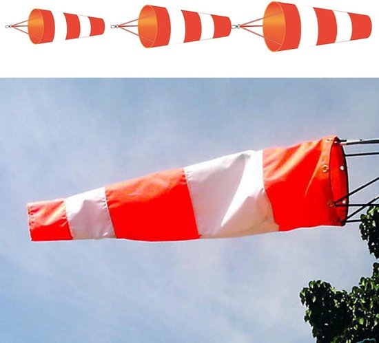 Windzak met Reflecterende Strepen - Windmeter Windvaan - Windrichting Detecteren - Lichtgewicht Rip-stop Materiaal - 60 cm - Rood en Wit — afbeelding 4