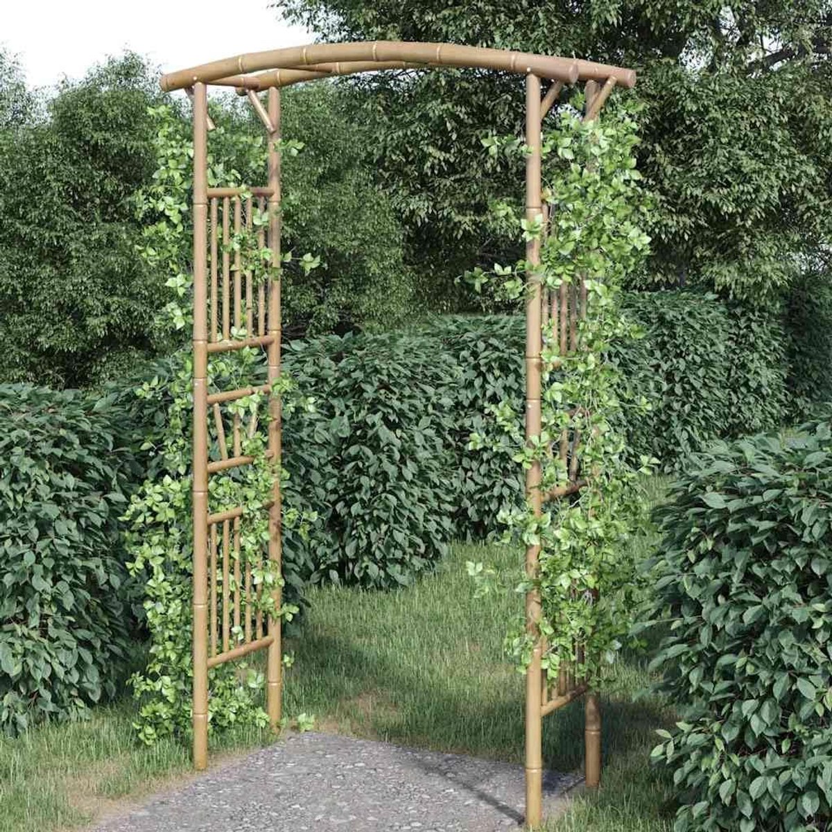 Tuinpaviljoen Bamboe - Rozenboog - Klimplanten Ondersteunen - Weerbestendig Materiaal - 187 cm Hoog - Bruin