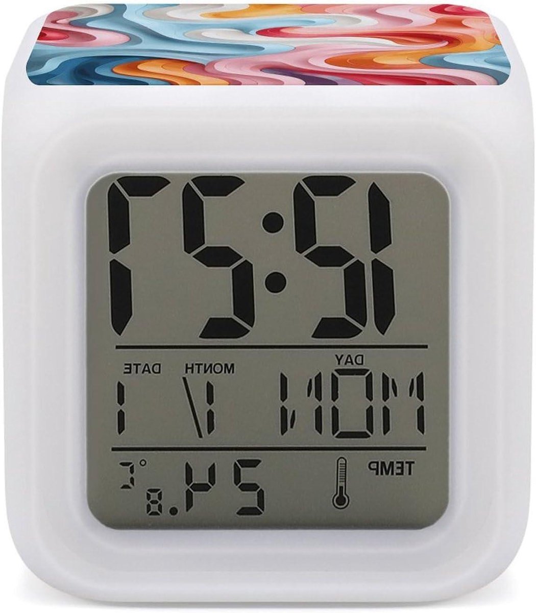 Digitale Wekker - LED Klok - Ontwaken en Sfeer - 7 Kleuren Nachtlampje - N.v.t. - Pastel