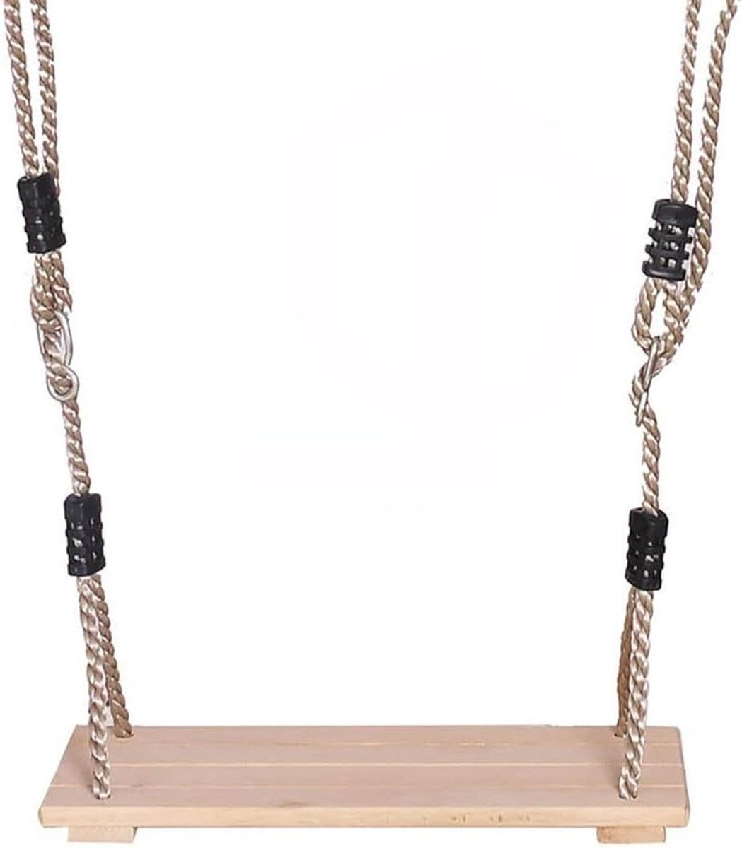 Houten schommelzitje - Schommeltouw verstelbaar - Buiten spelen - Afgeronde randen - 40x16.2cm - Houtkleur