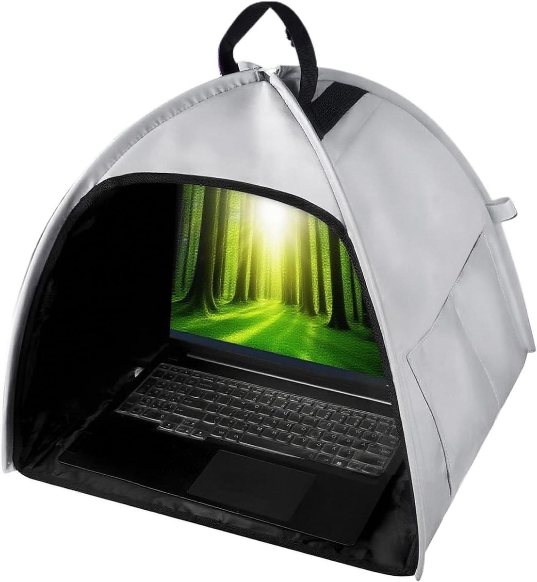 Laptop Zonwering - Privacy Scherm - Buiten Werken - Opvouwbaar Ontwerp - 34 cm - Zwart