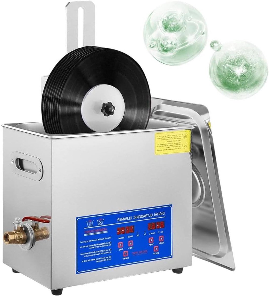 Ultrasone Schijfwasmachine - Platenreiniger - Vinyl Reinigen - 8 Platen Tegelijk - 32 cm - Zilver