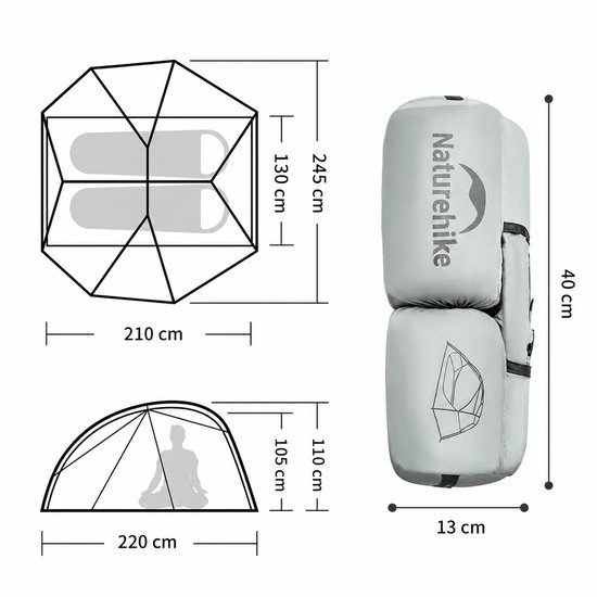 Star River™ UL 2-Persoons Ultralichte Backpacktent - 3-Seizoenen - Inclusief Footprint - Waterproof - Lichtgewicht Trekking Tent van Merkloos — afbeelding 3